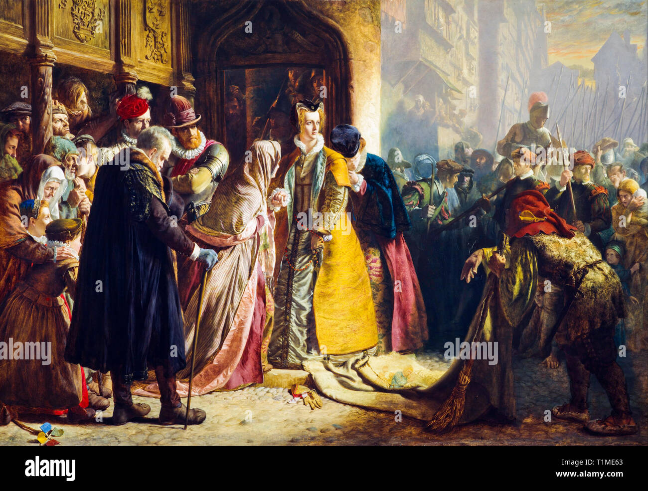 James Drummond, The Return of Mary Queen of Scots to Edinburgh (16th June 1567), painting made in 1870 Stock Photo