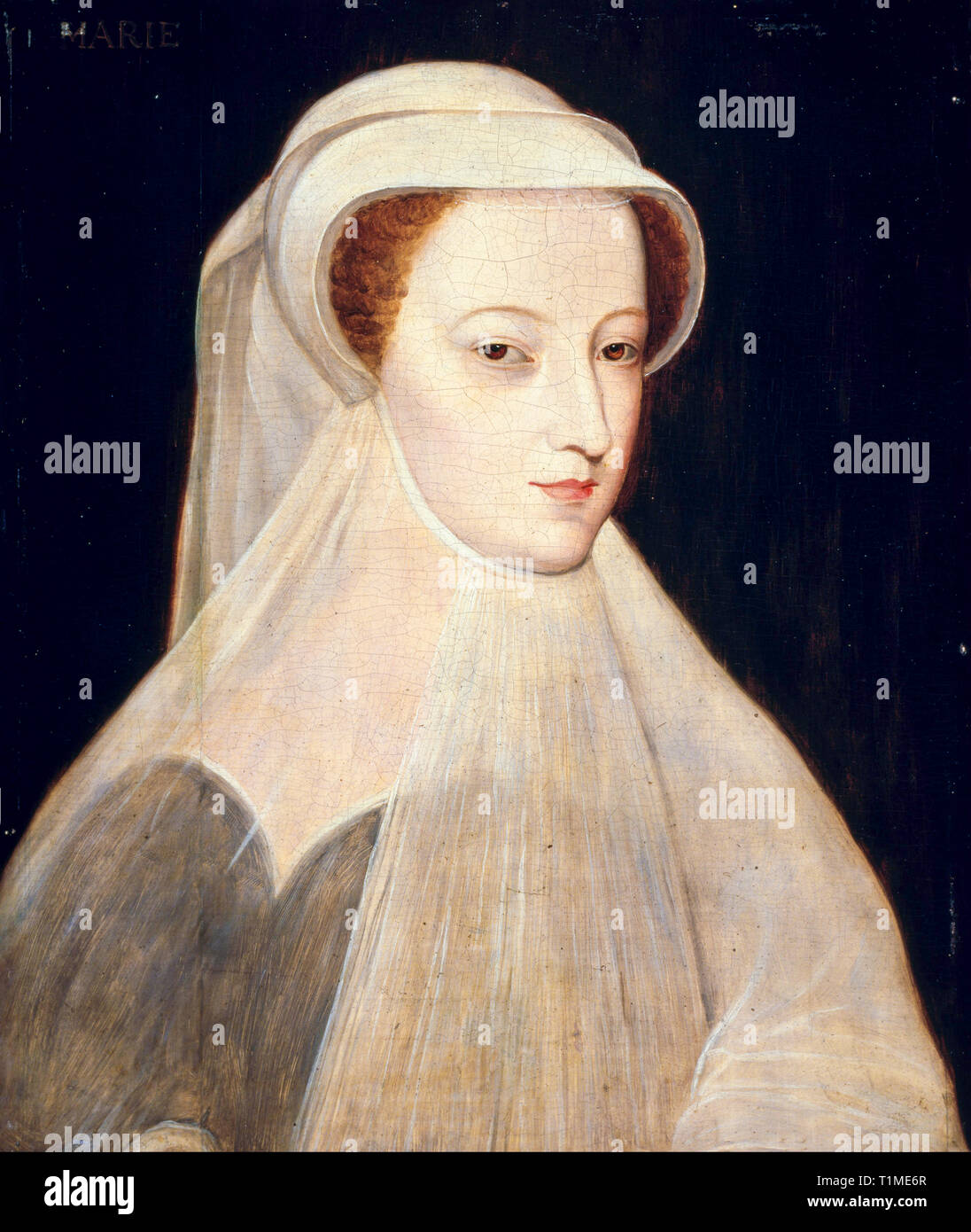 Mary, Queen of Scots, 1542 - 1587 (in white mourning), portrait, 1561 after François Clouet Stock Photo