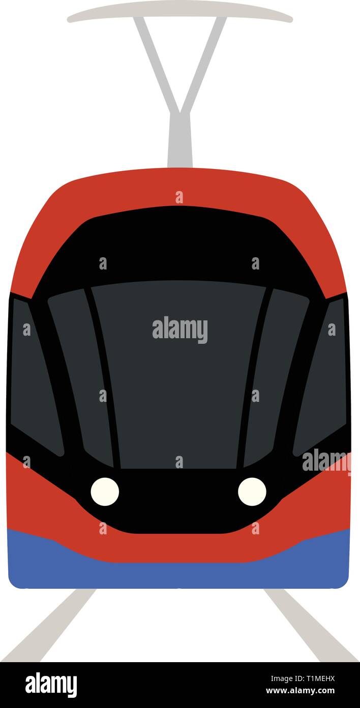 Tram icon front view. Flat color design. Vector illustration. Stock Vector