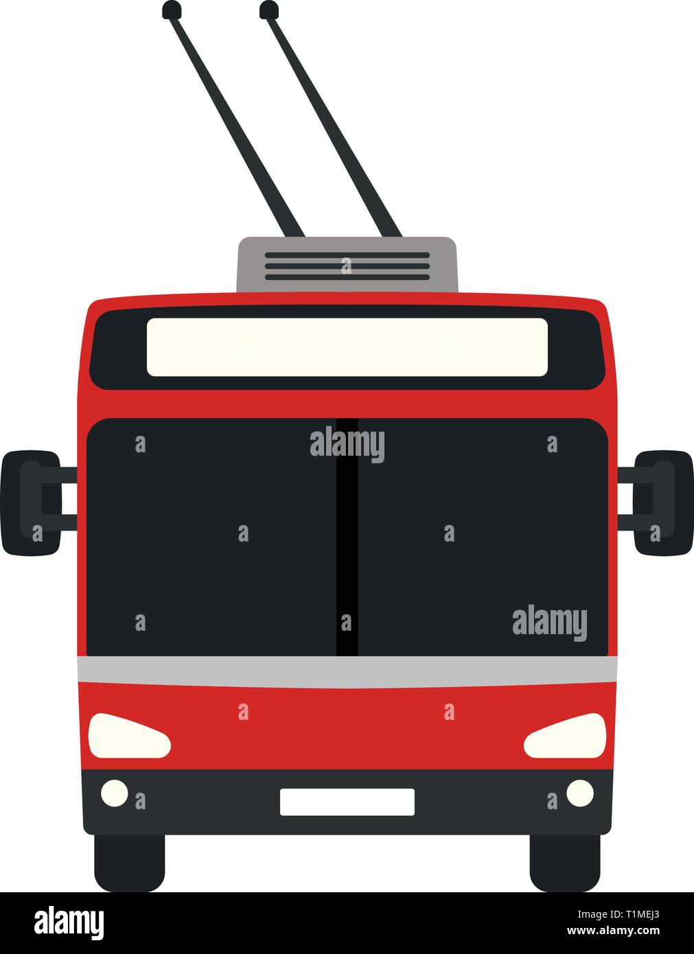 Trolleybus icon front view. Flat color design. Vector illustration. Stock Vector