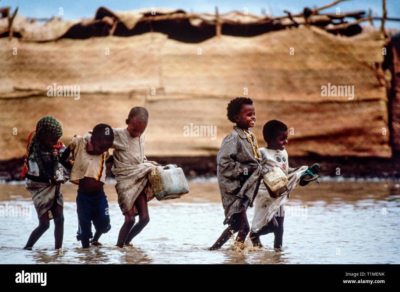 Sudan during the famine period of May-June 1985. Girba 2 Refugee Camp. This picture scanned in 2018 Stock Photo