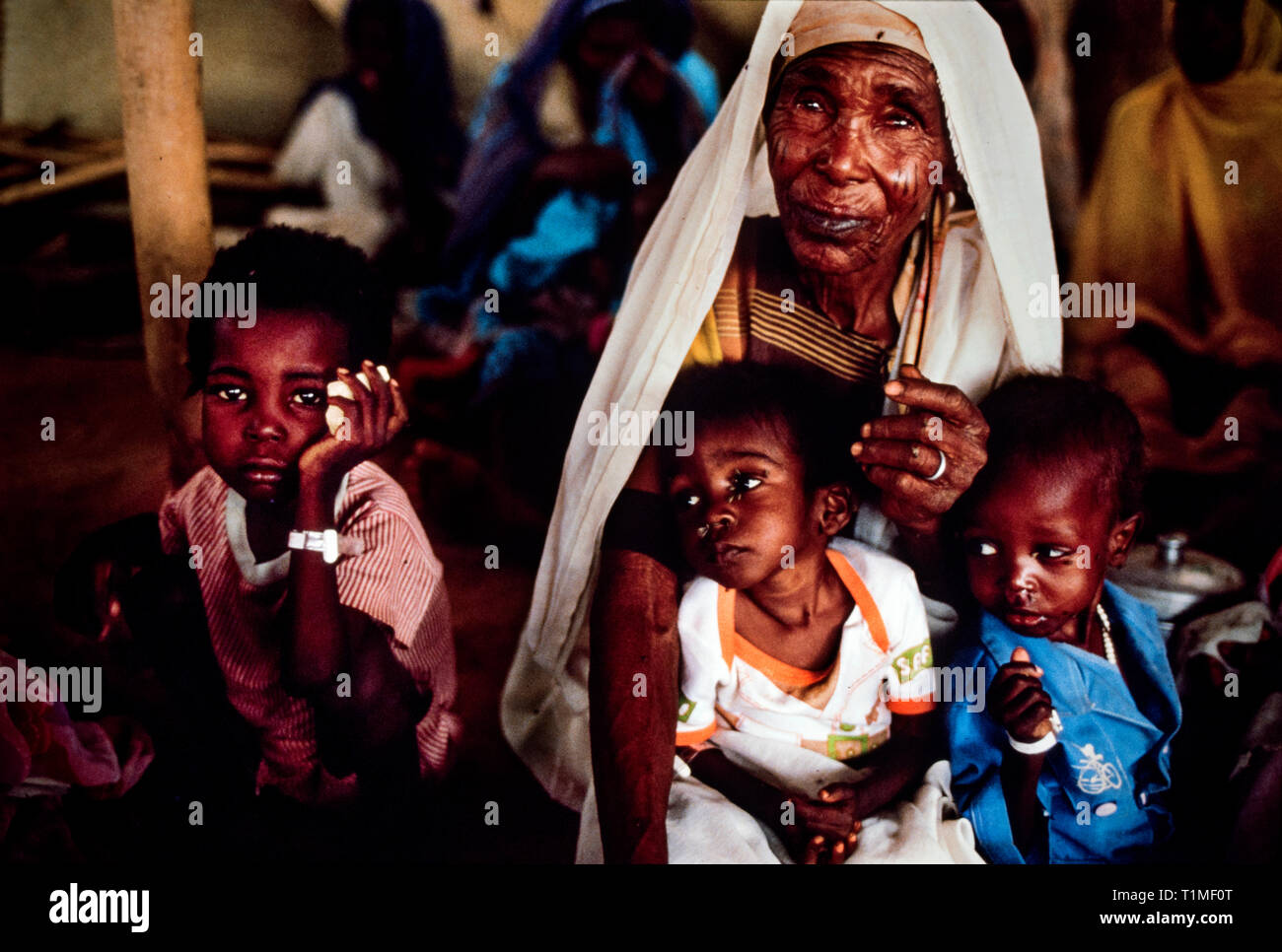 Sudan during the famine period of May-June 1985. Girba 2 Refugee Camp. This picture scanned in 2018 Stock Photo