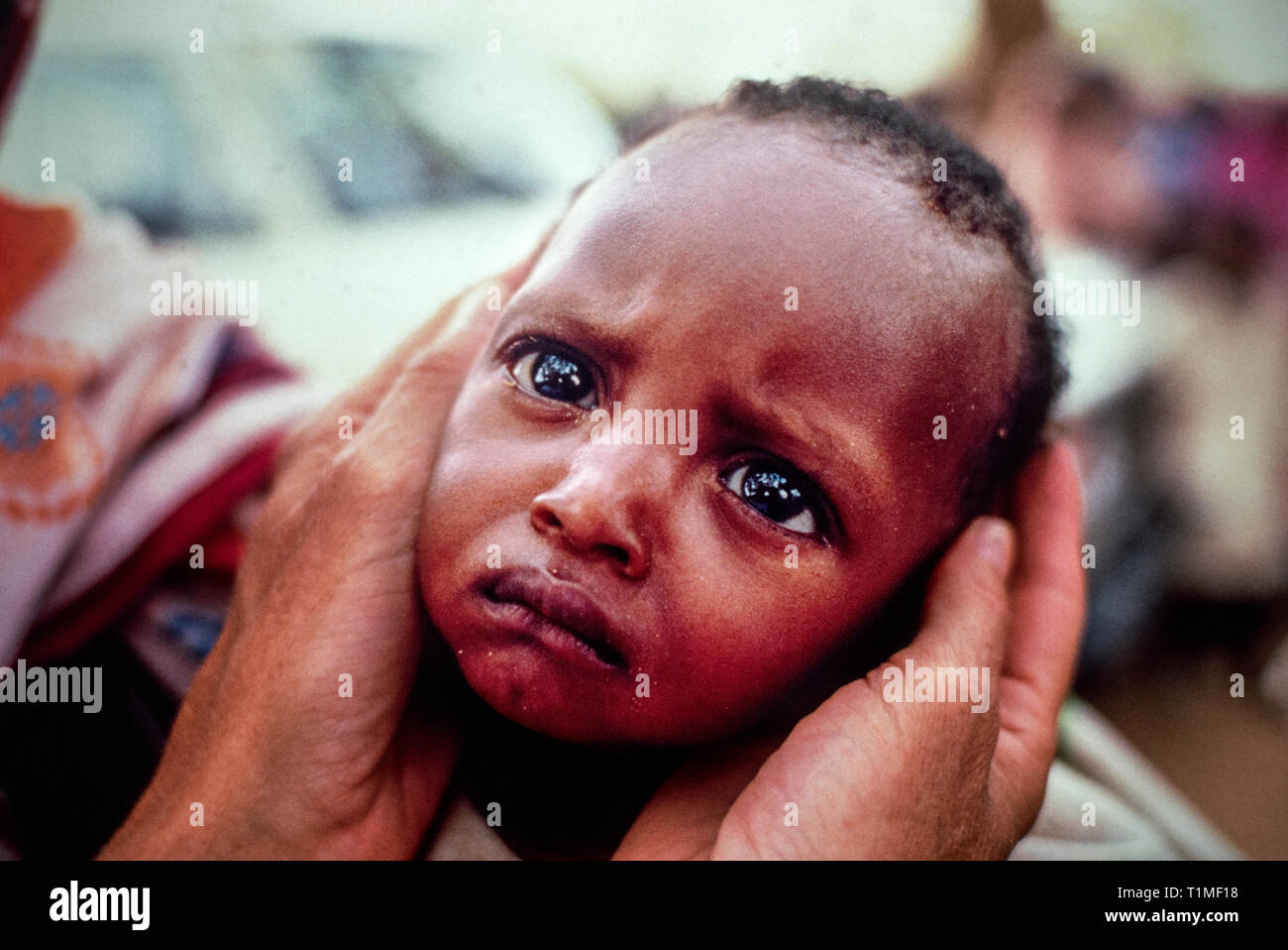 Sudan during the famine period of May-June 1985. Girba 2 Refugee Camp. This picture scanned in 2018 Stock Photo