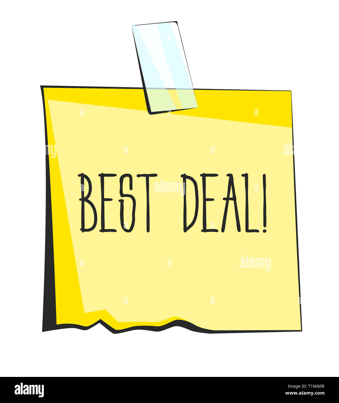 Best deal lettering. Paper reminder sticker isolated on white Stock