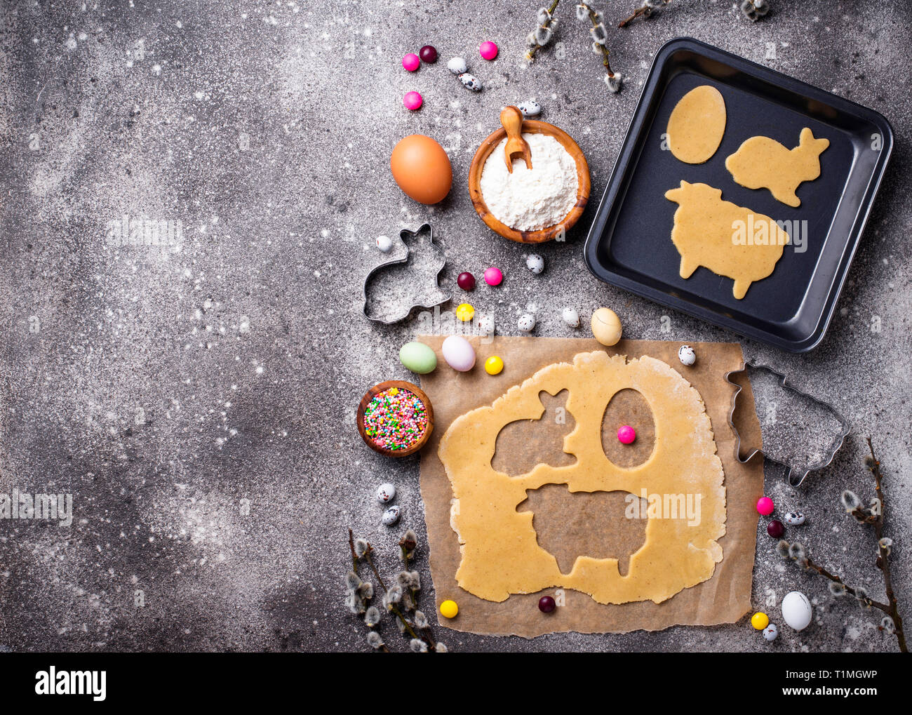Gingerbread dough for cooking Easter cookies Stock Photo