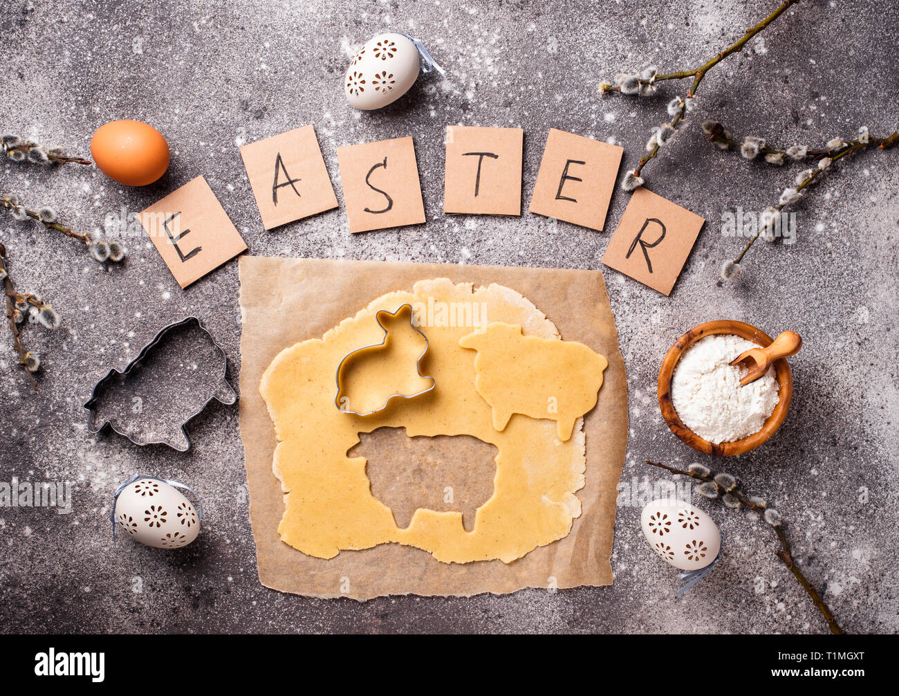 Gingerbread dough for cooking Easter cookies Stock Photo