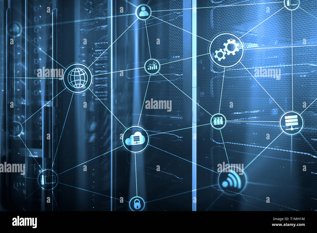 Technology infrastructure cloud computing and communication. Internet ...