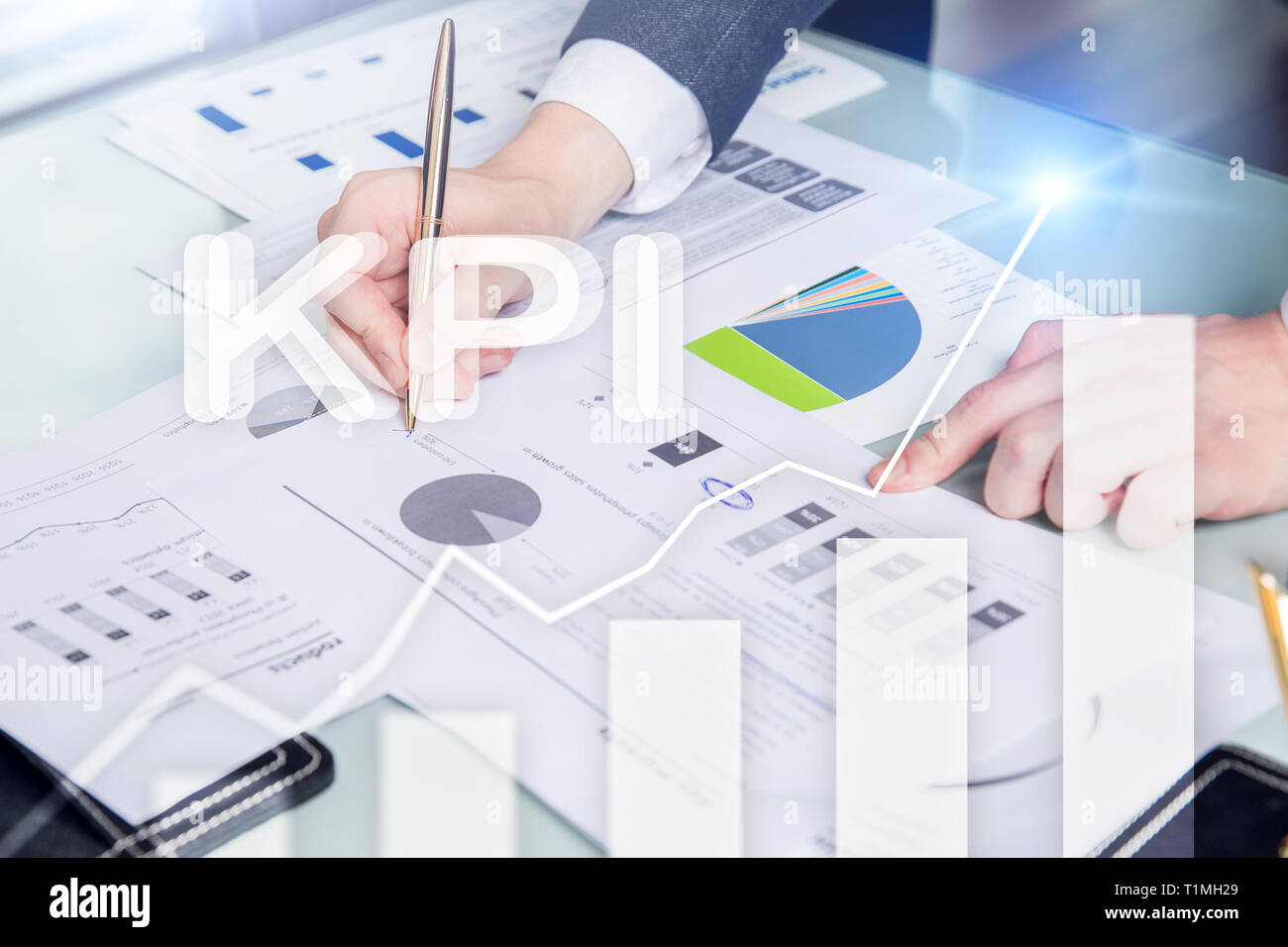 KPI - Key performance indicator graph on blurred background Stock Photo ...