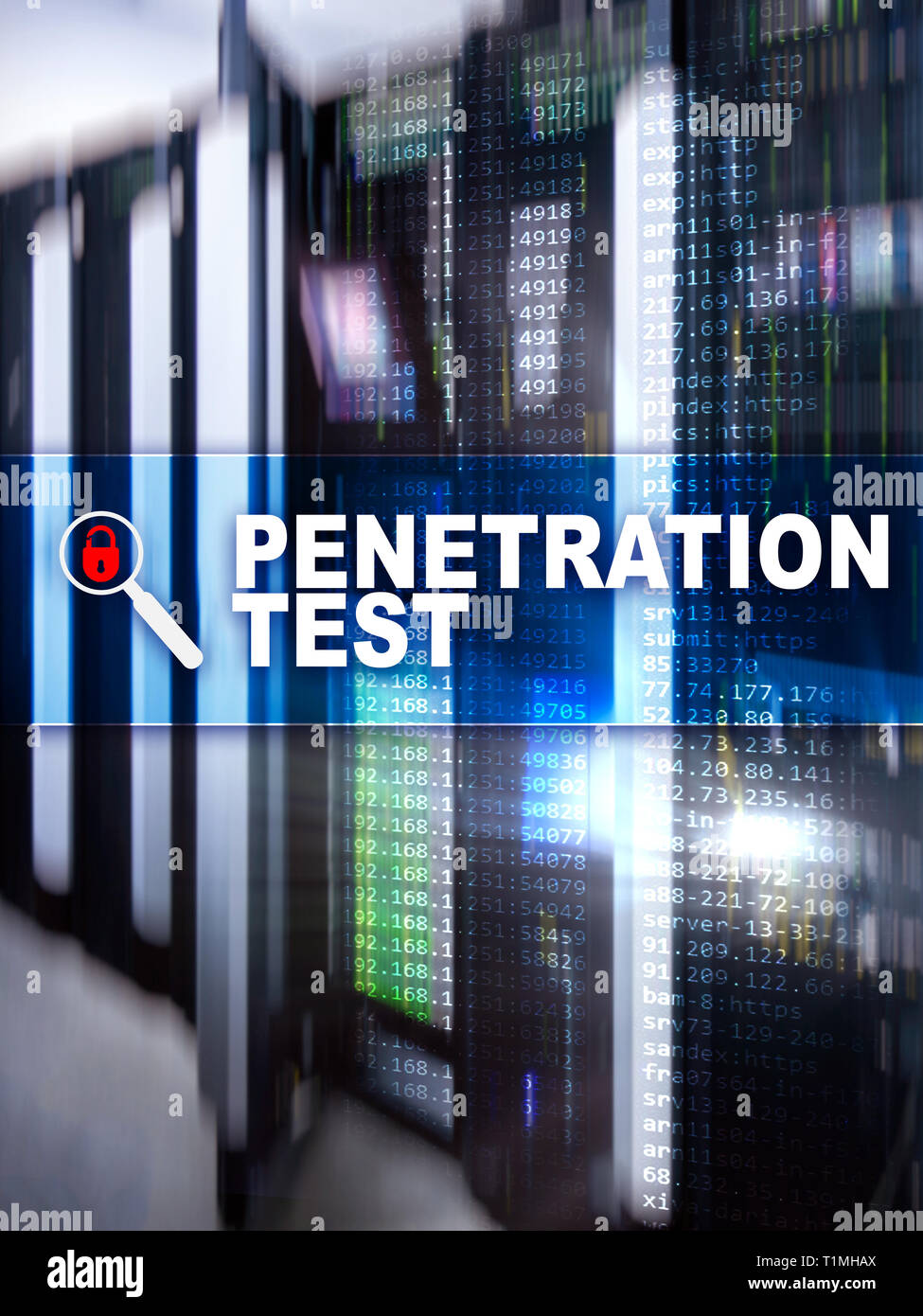 Penetration test. Cybersecurity and data protection. Server room Stock ...