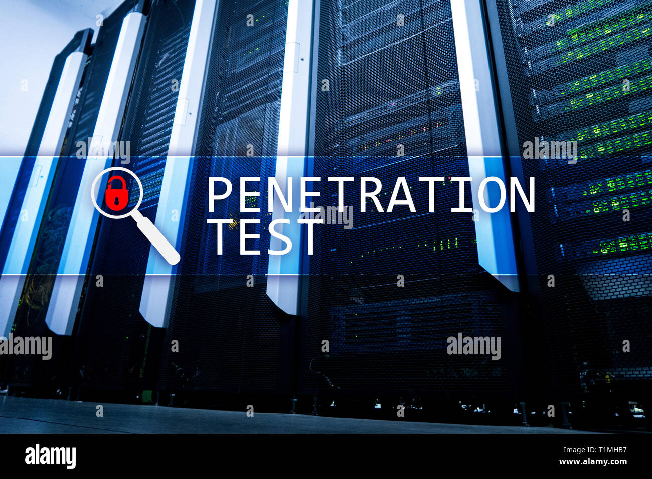 Penetration test. Cybersecurity and data protection. Server room Stock ...