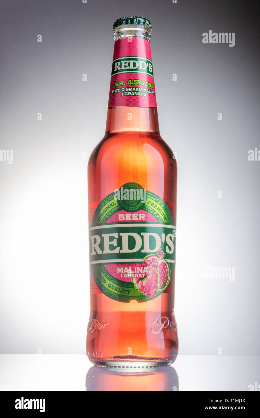 Redds flavor beer isolated on gradient background Stock Photo