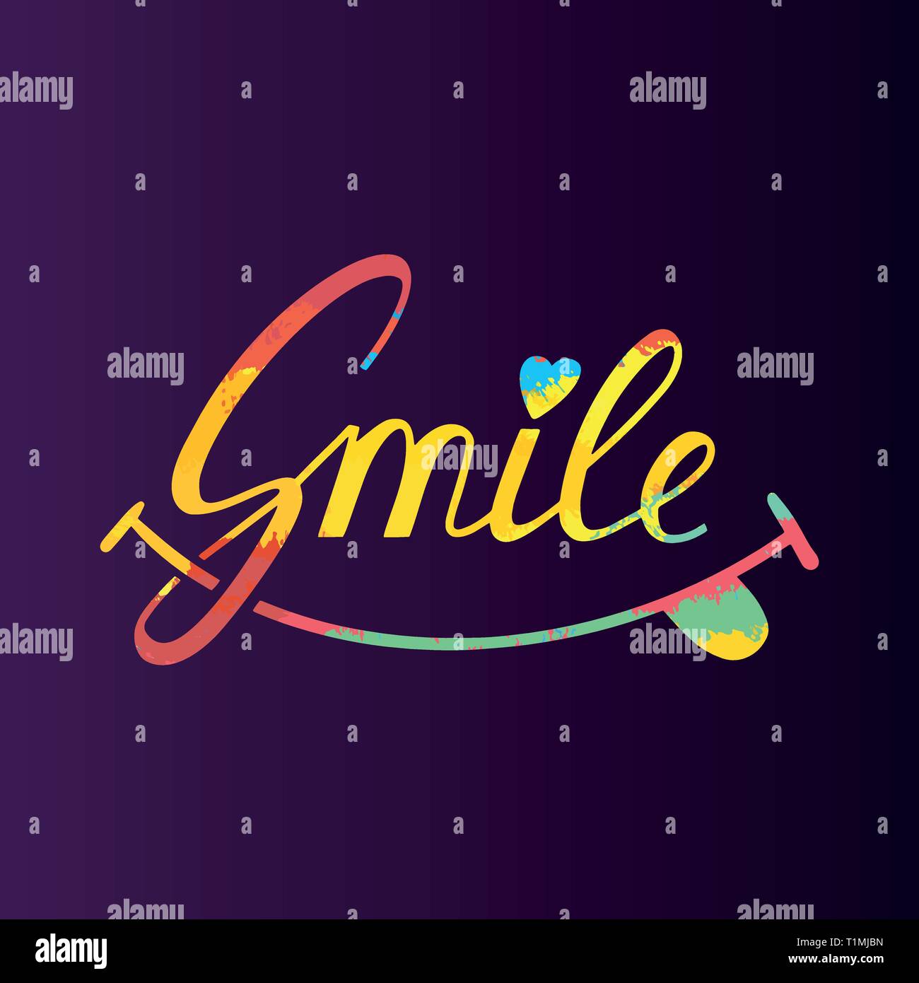 smile Inspirational hand draw lettering text with heart Stock Vector ...
