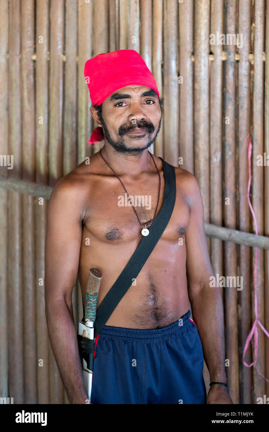 A local Alfur villager and hunter from Seram island, Maluku, Indonesia Stock Photo