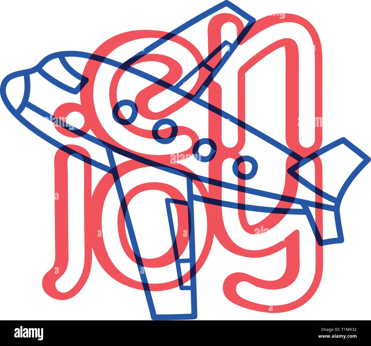 Airplane Design Lettering Cartoon travel plane doodle lettering enjoy for decoration design ...