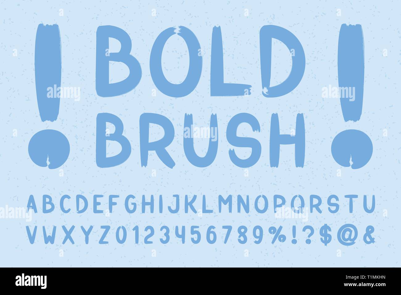 Bold brush sans serif font. Vector hand drawn artistic alphabet. Retro ...