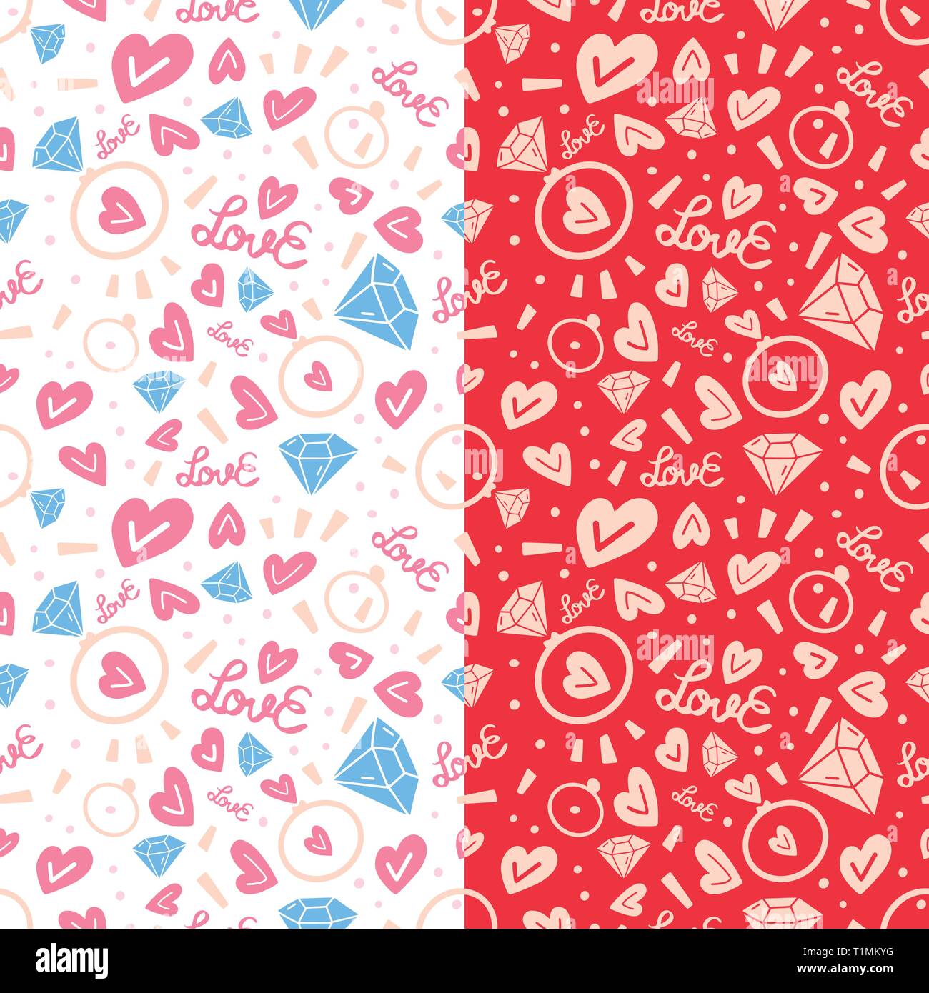 Set Love doodle seamless pattern ring, great design for any purposes ...