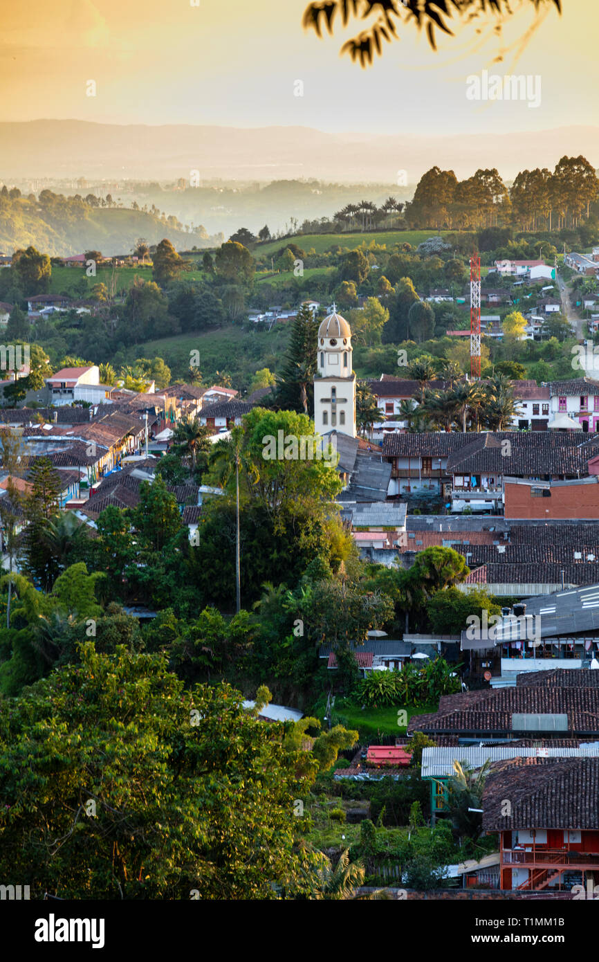View of Salento village in the coffee region of Quindio, Colombia Stock Photo