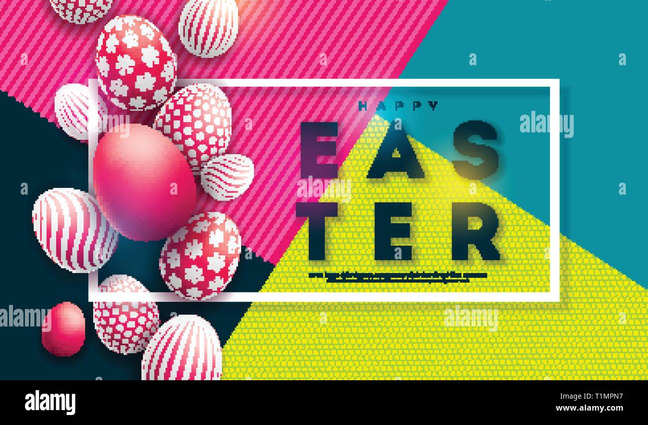 Vector Illustration of Happy Easter Holiday with Painted Egg on ...