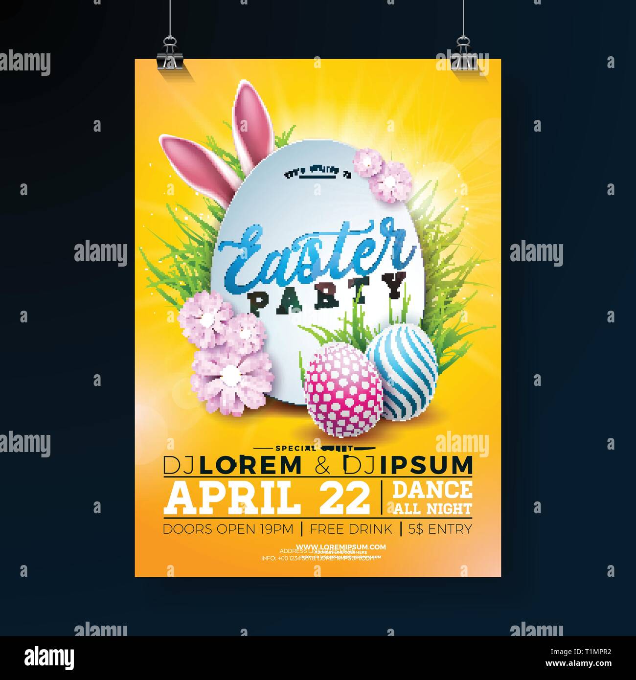 vector easter party flyer illustration with painted eggs easter party flyer