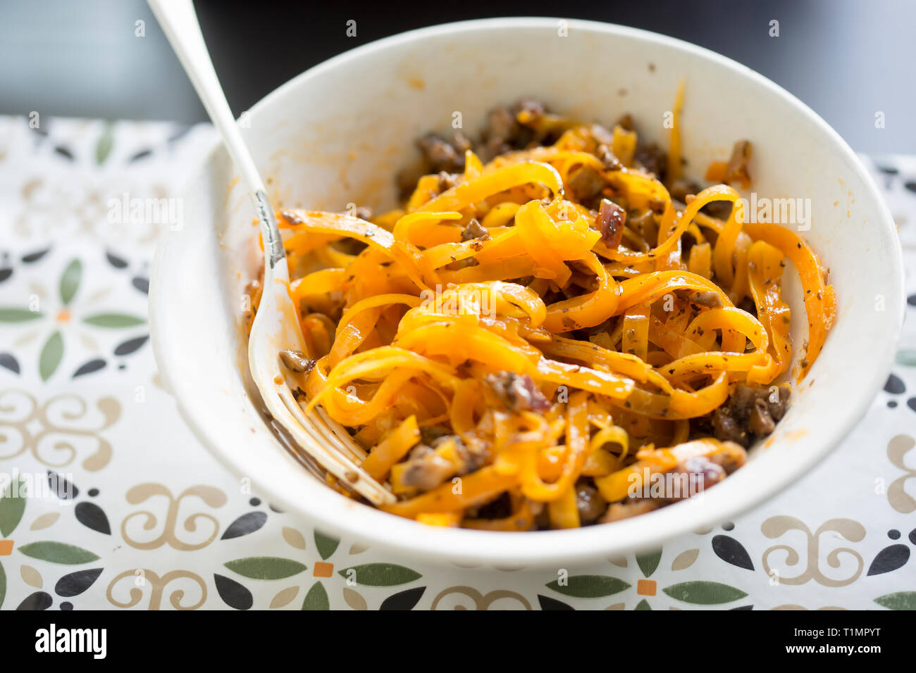 Bolognese mushroom mince with butternut squash spaghetti Stock Photo Alamy