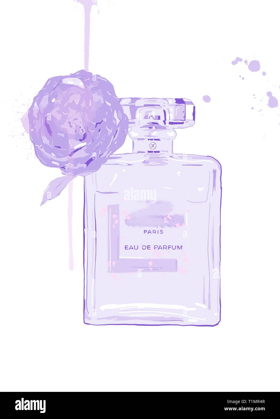 Chanel N'5 perfume bottle, Chanel No. 5 Coco Mademoiselle Perfume, Painted  pink Chanel perfume, watercolor Painting, cosmetics png