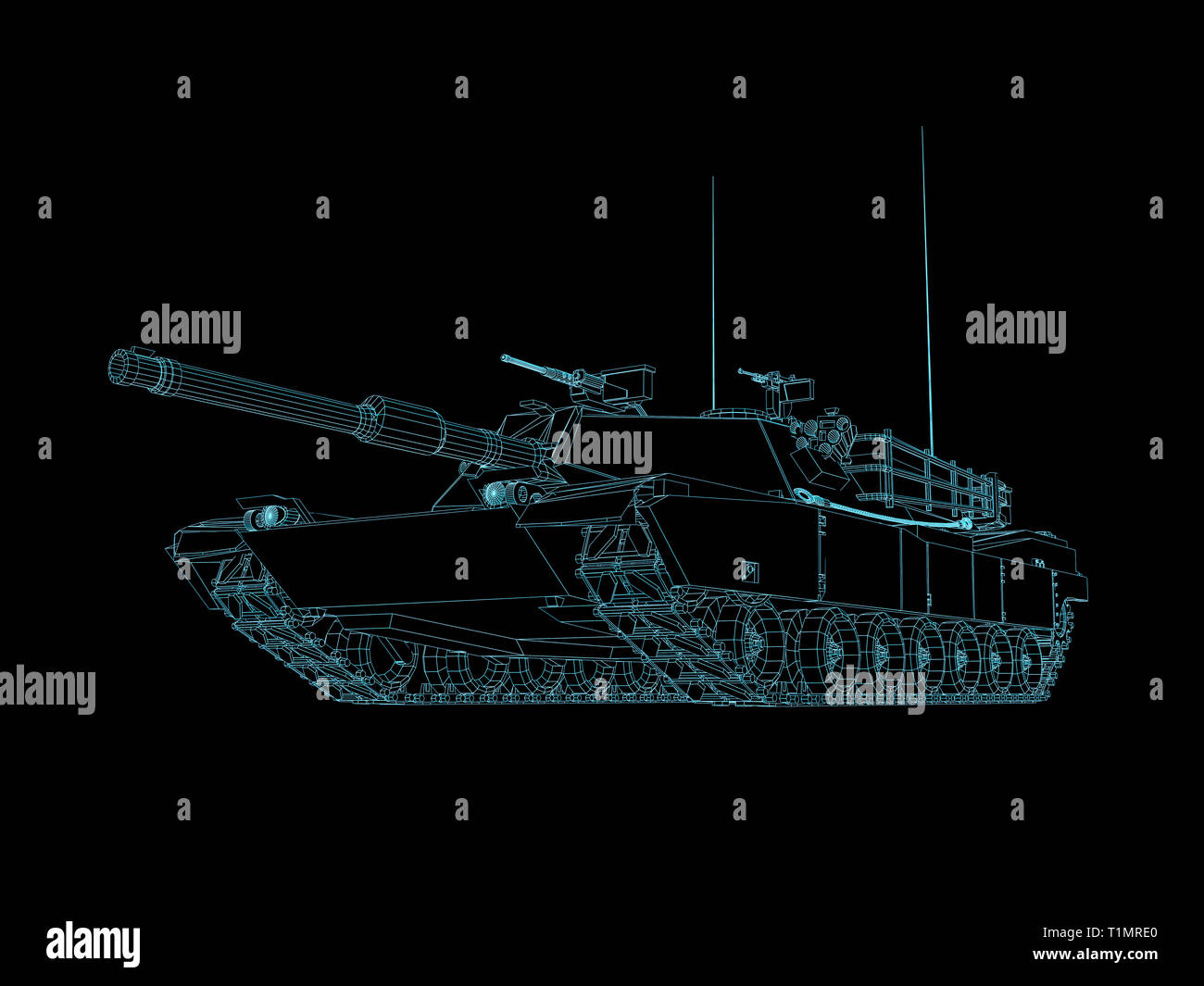 future war army tank in futuristic video game wire frame style Stock ...