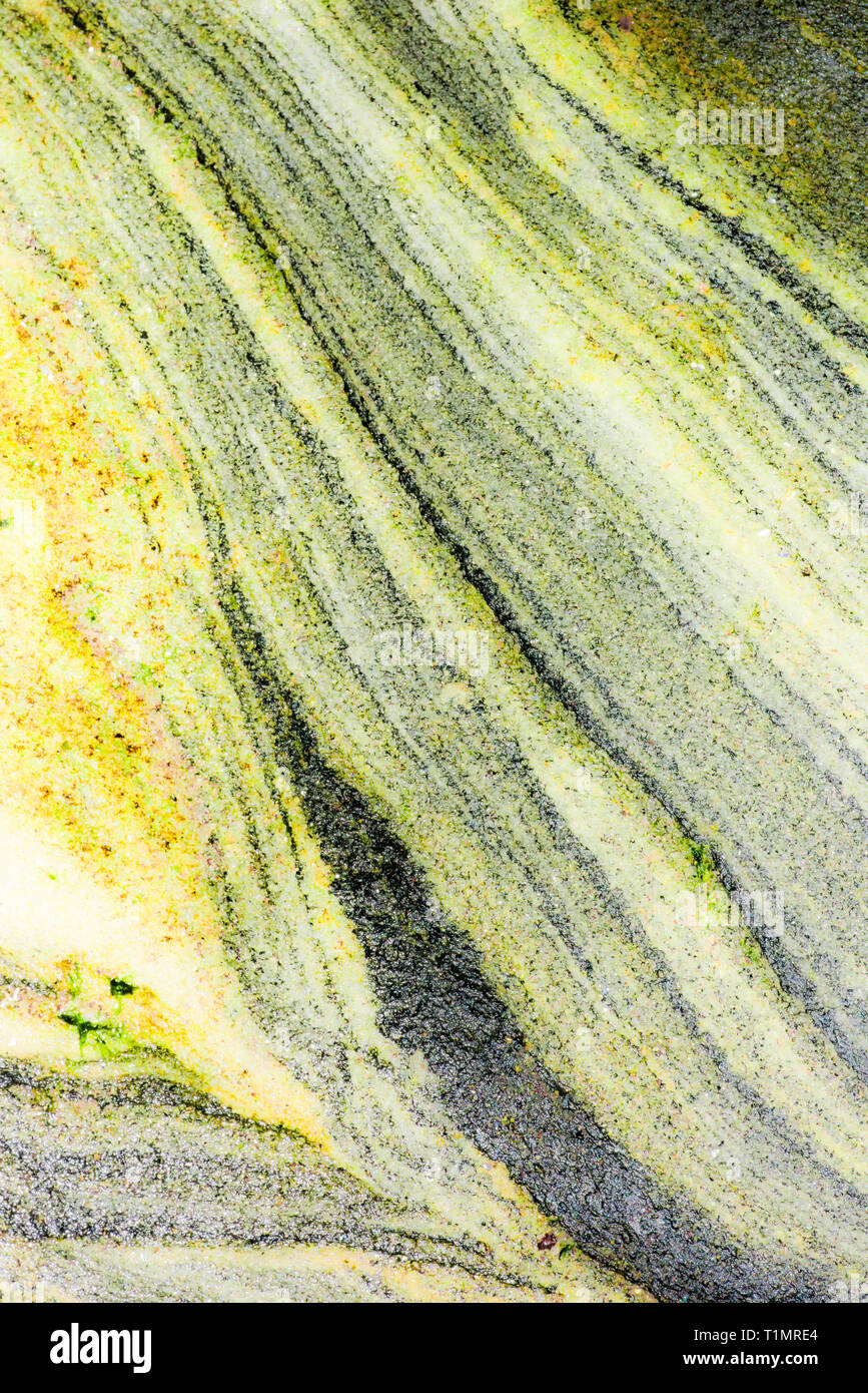 Green, yellow, grey sedimentary rocks - colourful rock layers formed ...