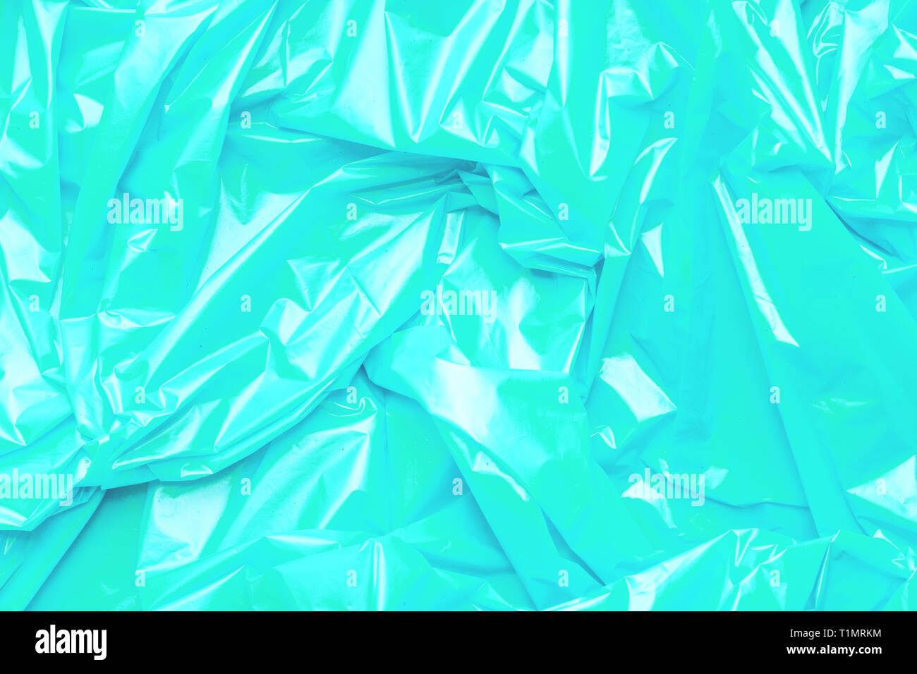 Blue polyethylene texture. Background exhaust cellophane package Stock Photo