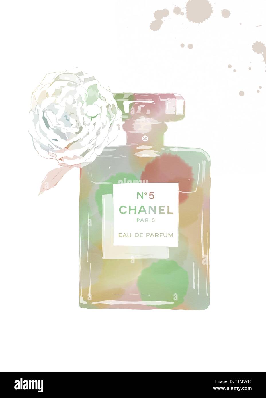 chanel no 5 illustration. chanel no 5 painting. chanel no 5 watercolor ...