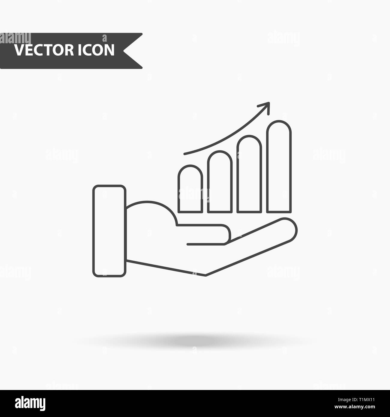 Modern and simple vector illustration of hand with business graph at ...