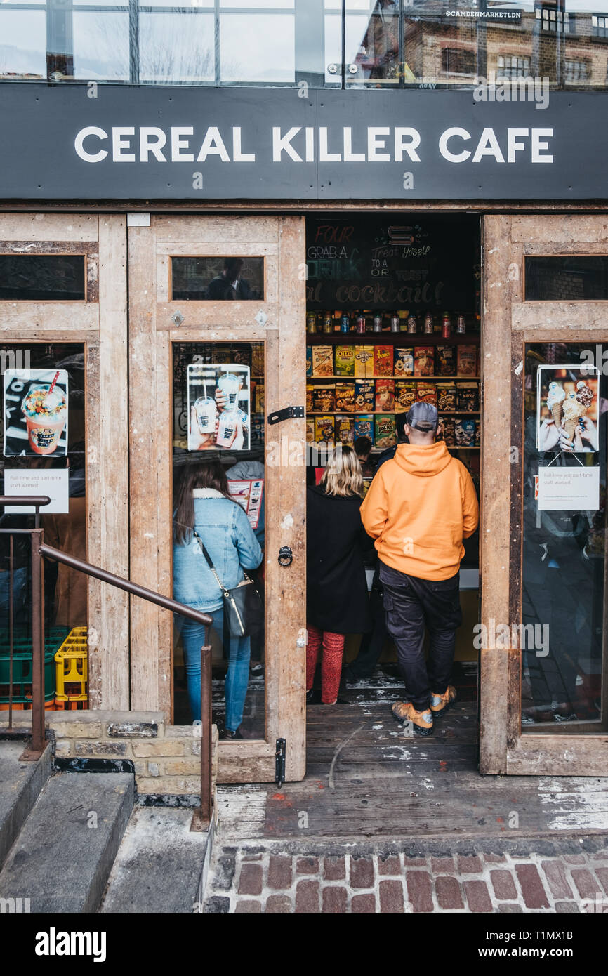 London, UK March 23, 2019 People entering Cereal Killer cafe in