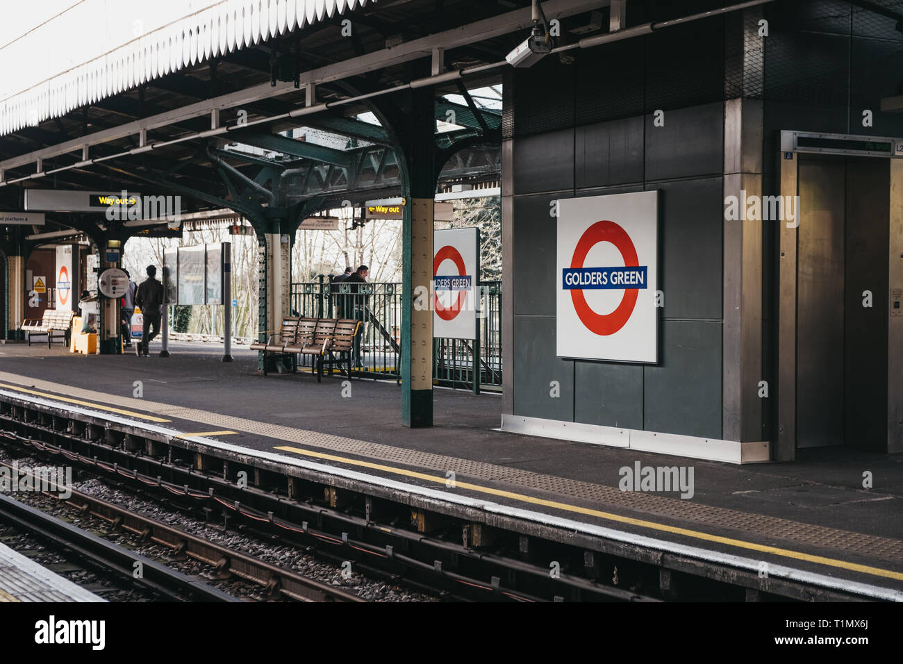 London, UK March 23, 2019 Station name sign on the outdoor platform