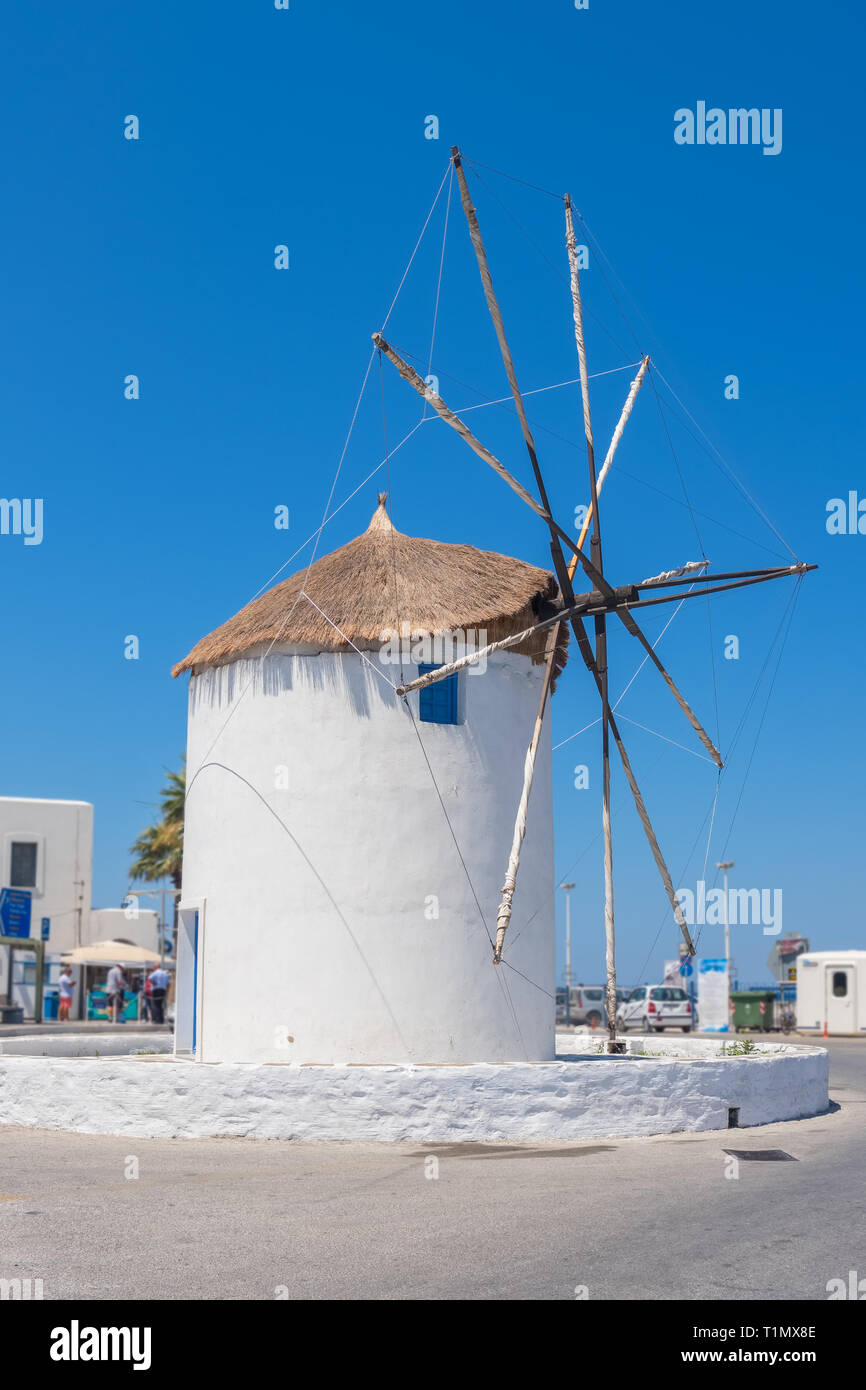 Traditional cycladic windmill on Paros island, Greece Stock Photo