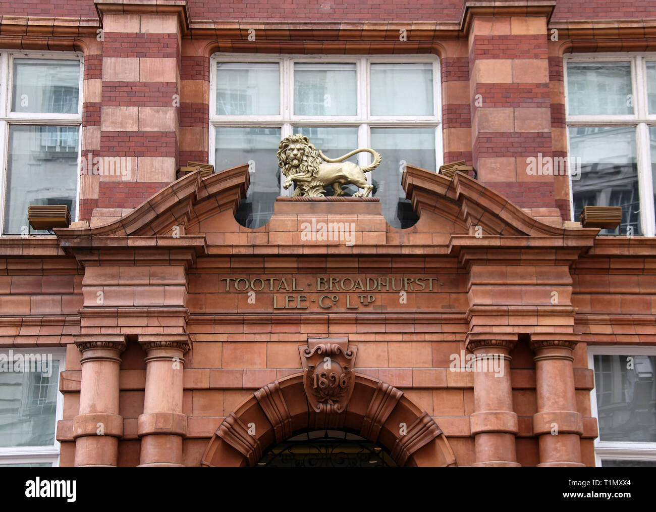 Tootal Broadhurst and Lee building facade in Manchester which is dated