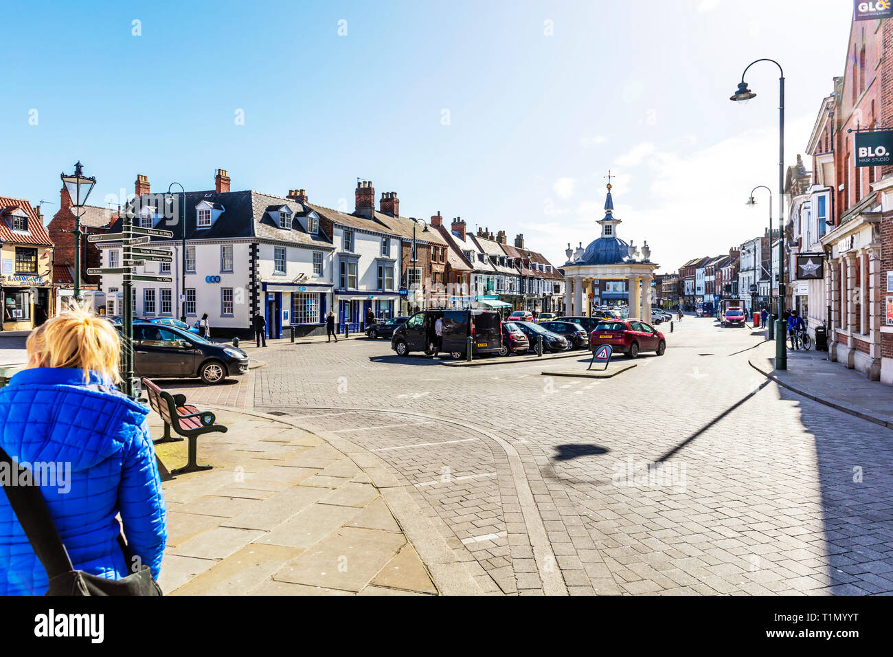 Beverley Town centre, Beverley Town Yorkshire UK England, Beverley Town centre UK, Beverley Town centre Yorkshire, Beverley, town, Yorkshire, towns UK Stock Photo