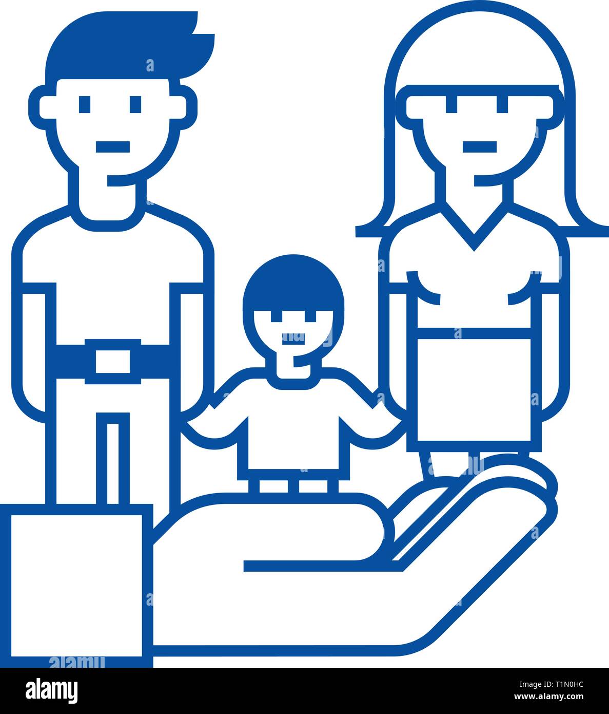 Family life protection,insurance line icon concept. Family life ...
