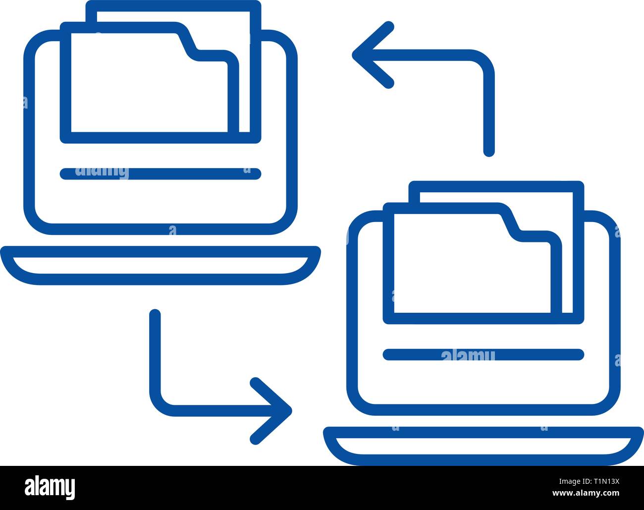 Files exchange line icon concept. Files exchange flat vector symbol