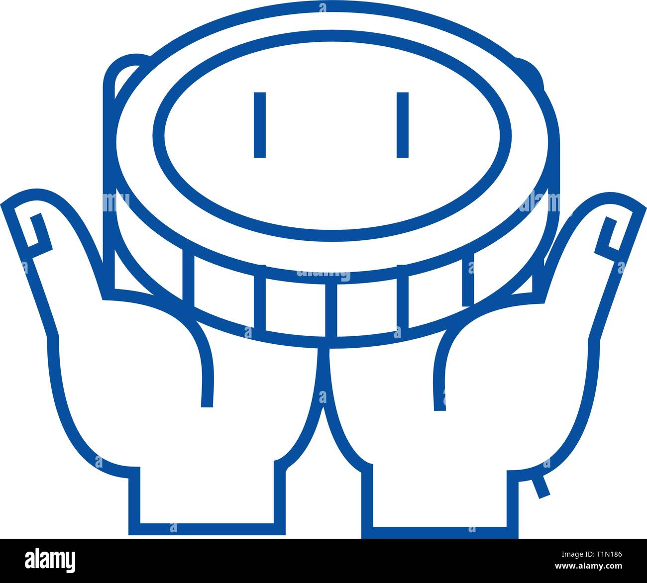 Financial support hand line icon concept. Financial support hand flat