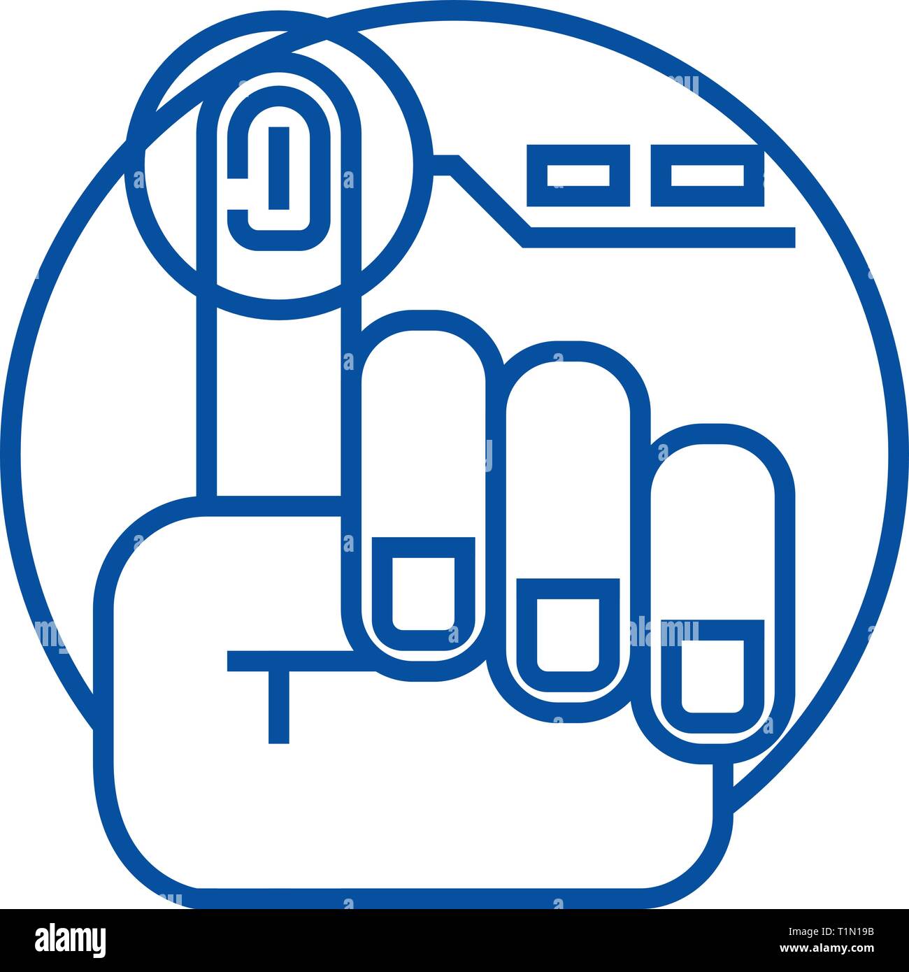 Finger print line icon concept. Finger print flat  vector symbol, sign, outline illustration. Stock Vector