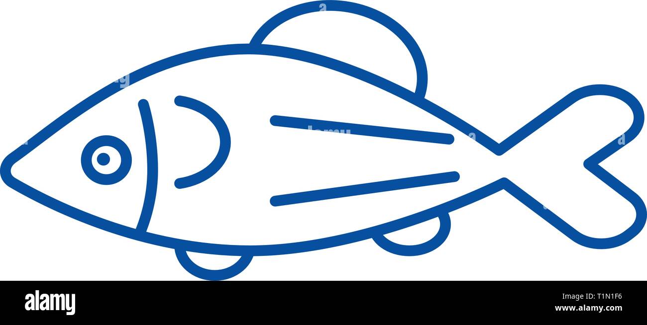 Fish salmon line icon concept. Fish salmon flat vector symbol, sign ...