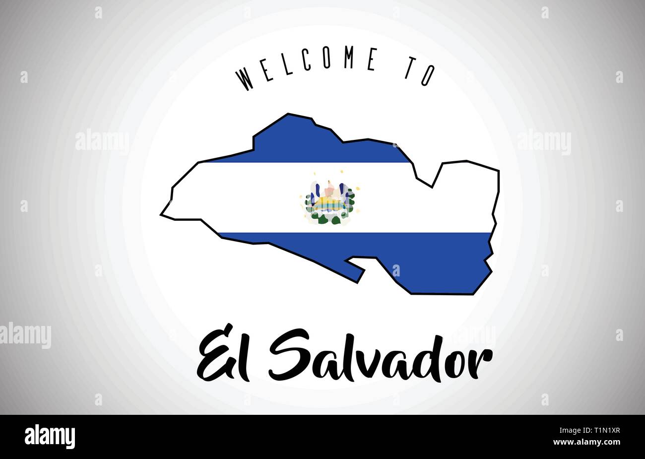 El Salvador Welcome to Text and Country flag inside Country Border Map. Uruguay map with national flag Vector Design Illustration. Stock Vector