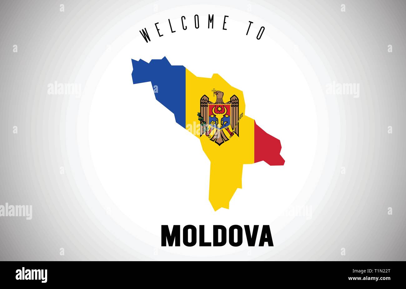 Moldova Welcome to Text and Country flag inside Country Border Map. Uruguay map with national flag Vector Design Illustration. Stock Vector