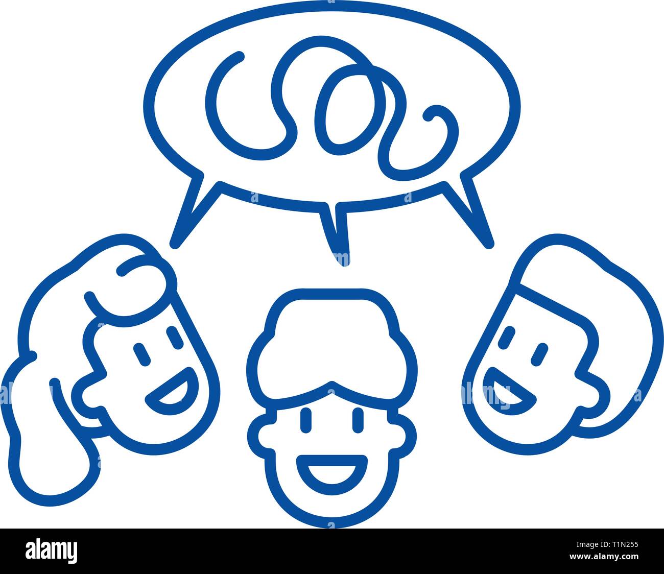 Focus group line icon concept. Focus group flat vector symbol, sign