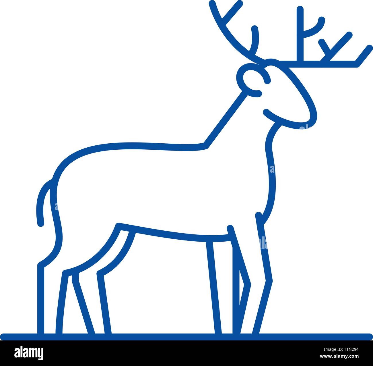Forest deer line icon concept. Forest deer flat  vector symbol, sign, outline illustration. Stock Vector