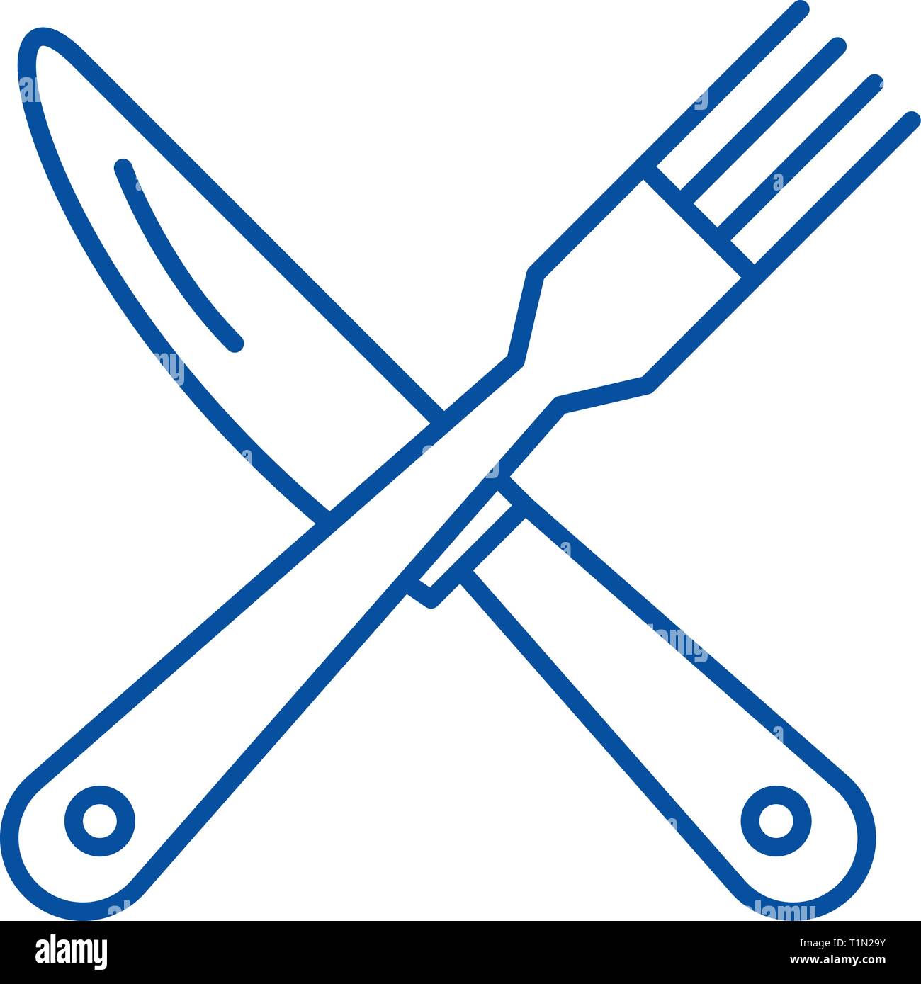 Fork and knife line icon concept. Fork and knife flat vector symbol, sign, outline illustration