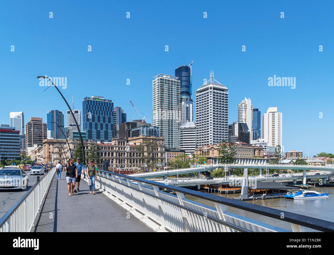 Brisbane, Australia. The skyline of the Central Business District (CBD) from Victoria Bridge, Brisbane, Queensland, Australia Stock Photo