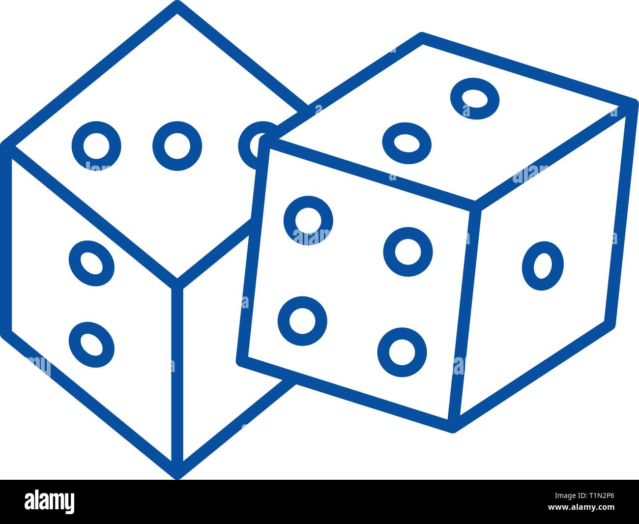 Game of dice line icon concept. Game of dice flat vector symbol, sign