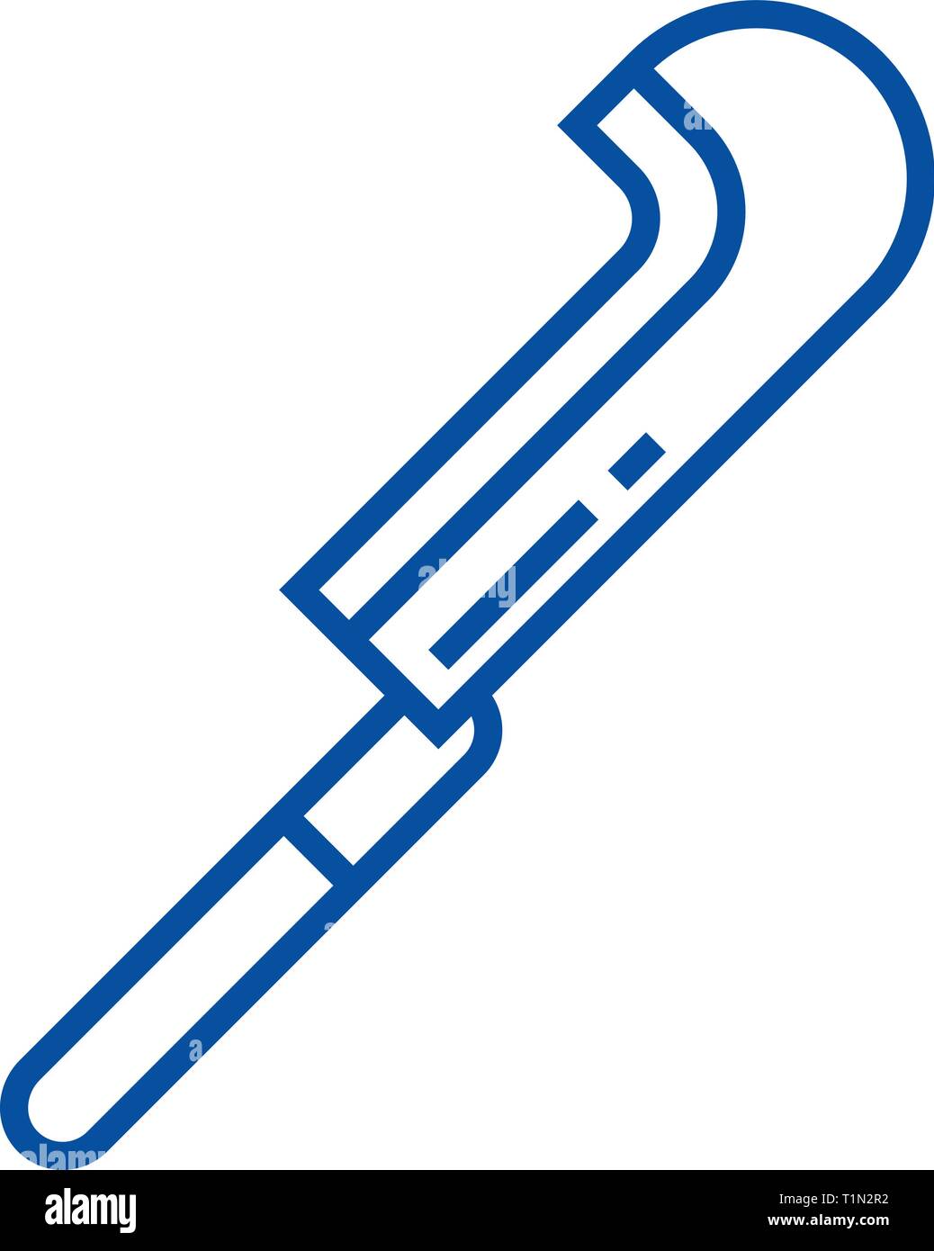 Garden billhook line icon concept. Garden billhook flat vector symbol ...