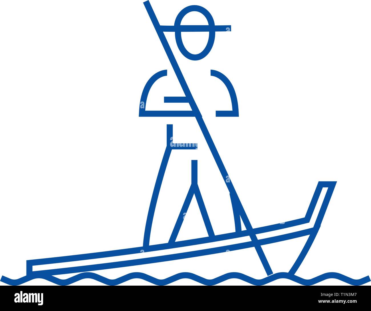 Gondola,venice line icon concept. Gondola,venice flat  vector symbol, sign, outline illustration. Stock Vector