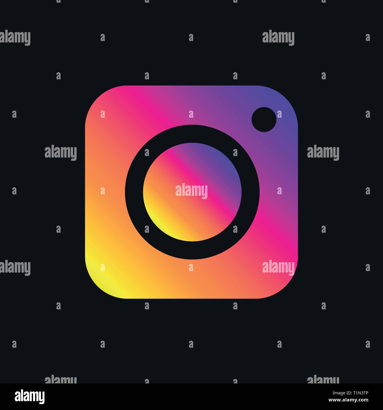 Colorful vector image of icon photo digital camera on dark background. Modern sign app, program, ui, web. EPS 10 Stock Vector